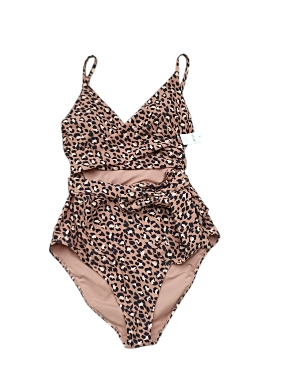 aerie Leopard Print Wrap 1-Piece Swimsuit sz L NEW